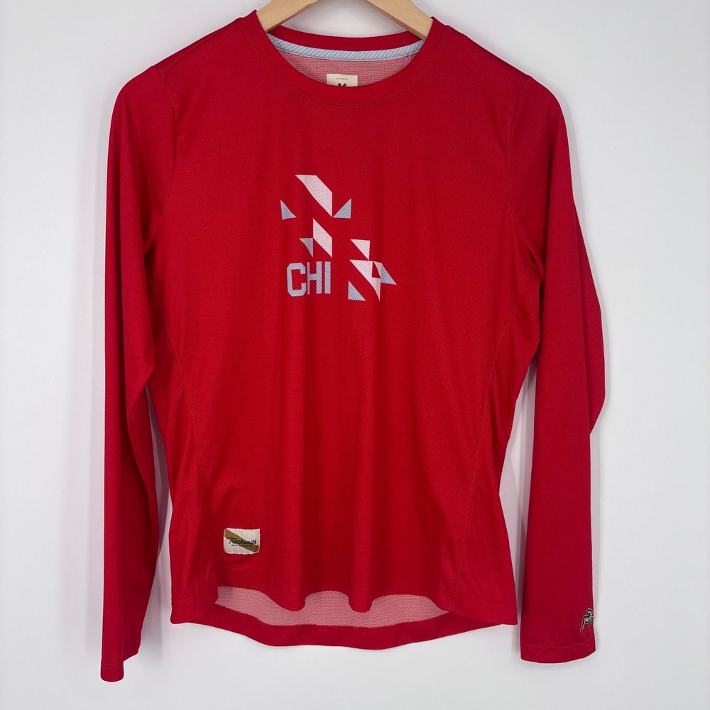 Tracksmith Chicago CHI Running Club Long Sleeve Shirt Womens M Red Track Top